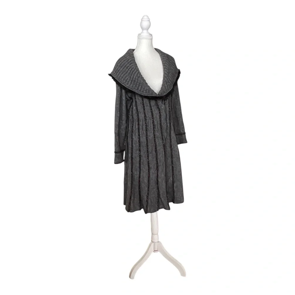 Joseph Ribkoff Alpaca Blend Coatigan Sweater Coat Grey Ribbed Collar Size 12 - Picture 3 of 8